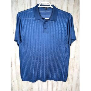 Saint‎ Lorenzo Polo Shirt Mens XL Blue Short Sleeve Geometric Pattern